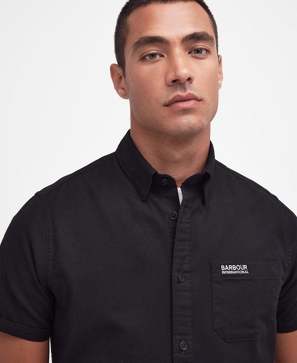 Barbour Kinetic Tailored Short-sleeved Shirt μαυρα | BABO87752