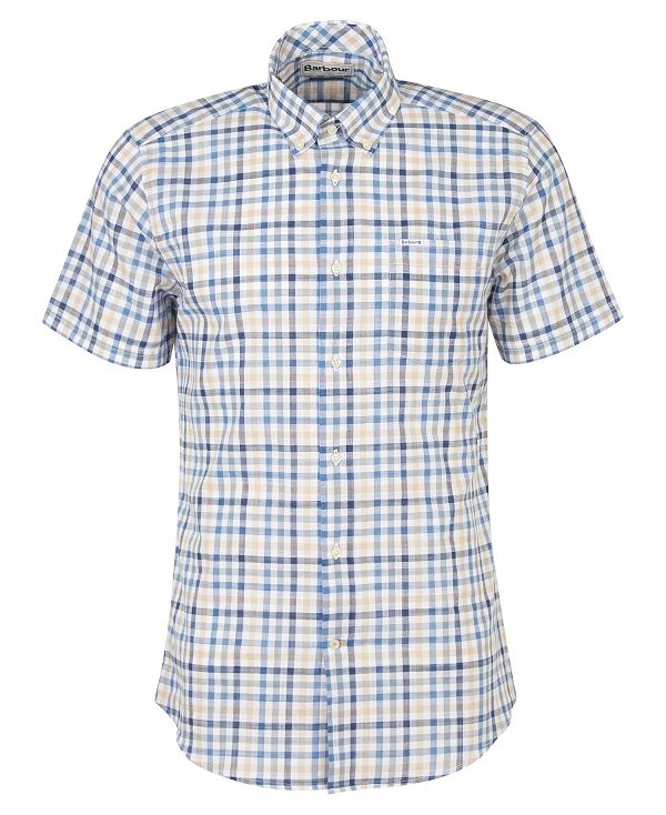 Barbour Kinson Tailored Short-sleeved Shirt μπλε | BABO87604