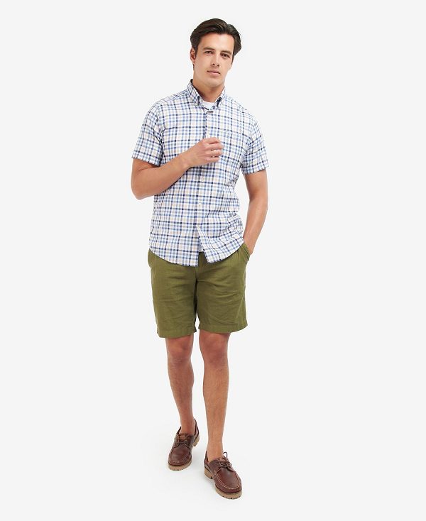 Barbour Kinson Tailored Short-sleeved Shirt μπλε | BABO87604