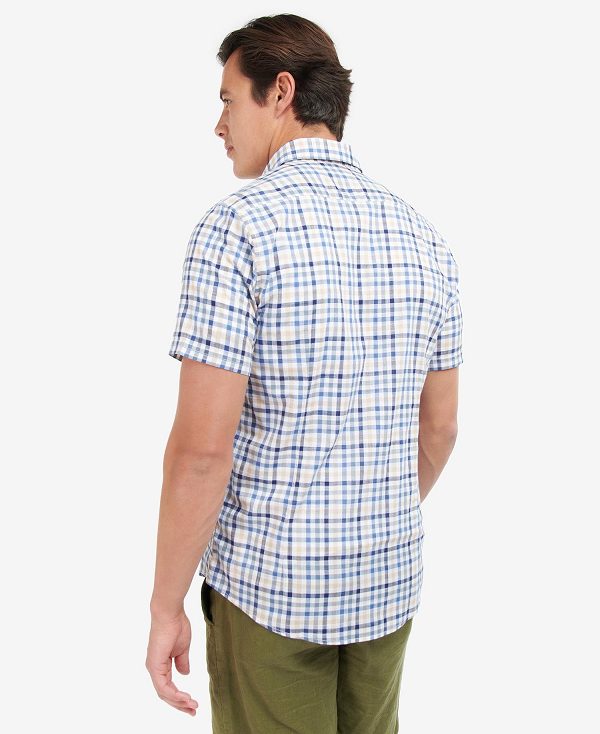Barbour Kinson Tailored Short-sleeved Shirt μπλε | BABO87604