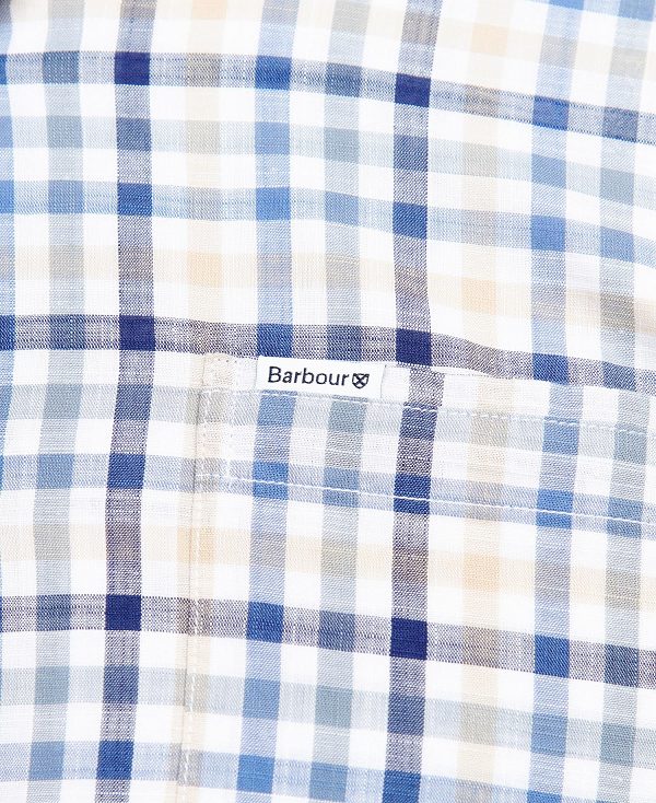Barbour Kinson Tailored Short-sleeved Shirt μπλε | BABO87604