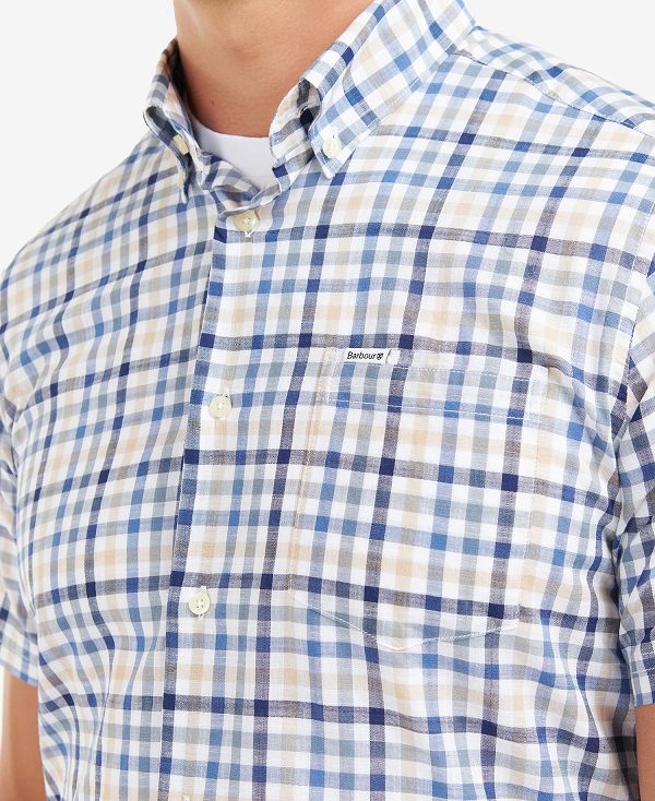 Barbour Kinson Tailored Short-sleeved Shirt μπλε | BABO87604