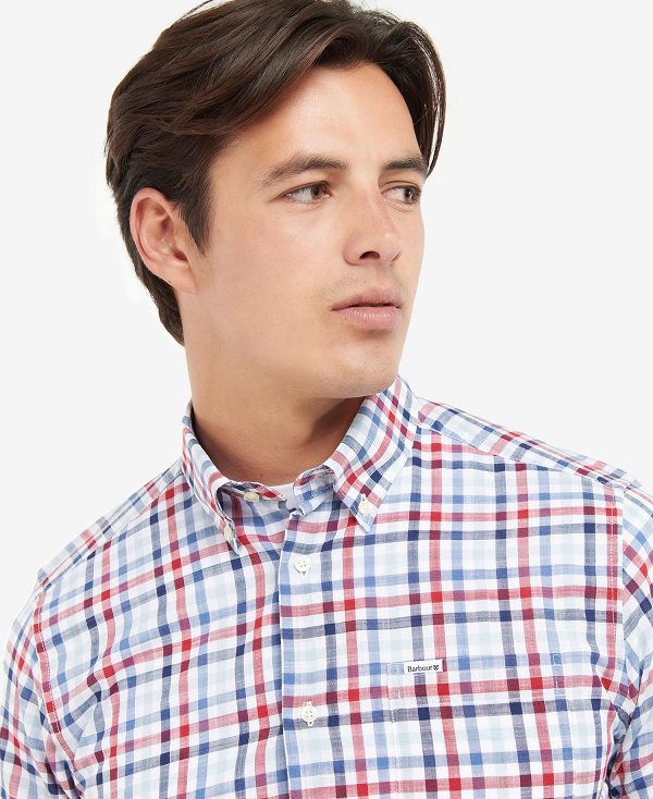 Barbour Kinson Tailored Short-sleeved Shirt κοκκινα | BABO87618