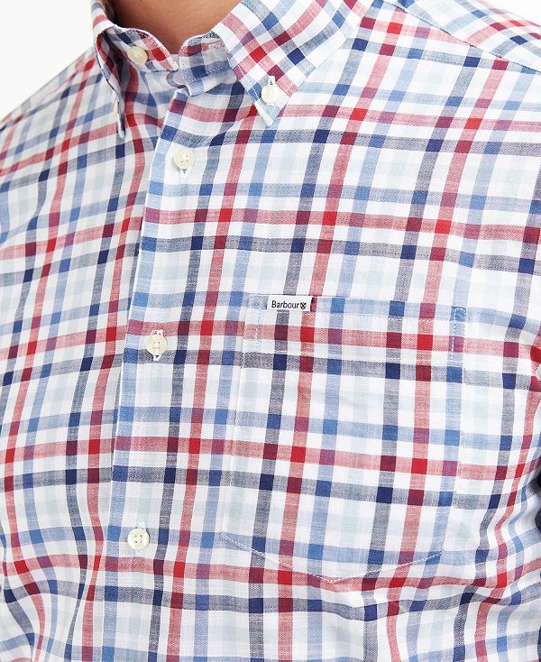 Barbour Kinson Tailored Short-sleeved Shirt κοκκινα | BABO87618