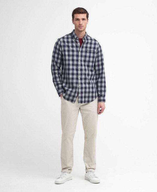 Barbour Lanark Tailored Long-sleeved Shirt μπλε | BABO87821