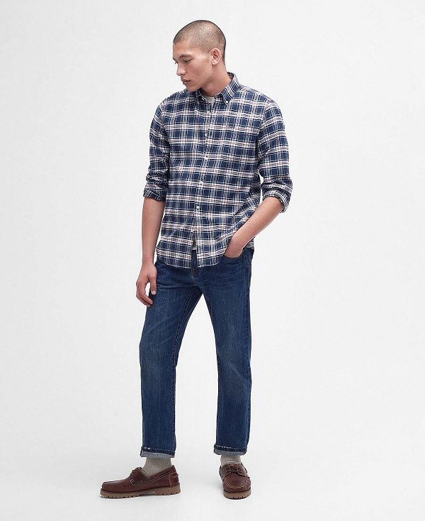 Barbour Langton Tailored Shirt σκουρο μπλε | BABO87663