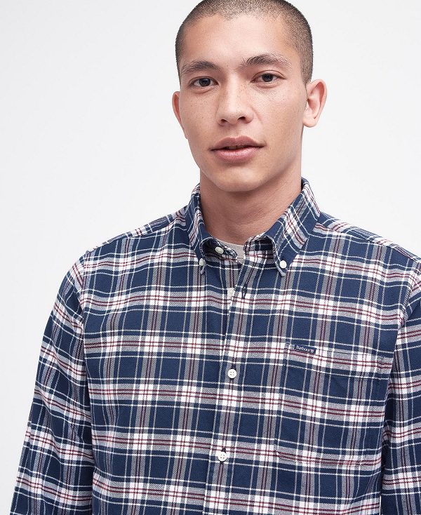 Barbour Langton Tailored Shirt σκουρο μπλε | BABO87663