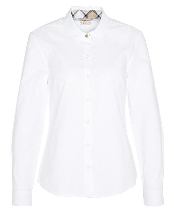 Barbour Lavender Tailored Long-sleeved Shirt ασπρα | BABO89490