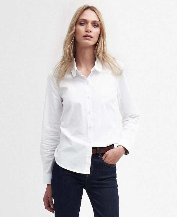 Barbour Lavender Tailored Long-sleeved Shirt ασπρα | BABO89490