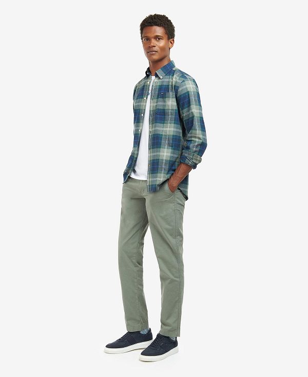 Barbour Lewis Tailored Long-sleeved Shirt μπλε | BABO87608