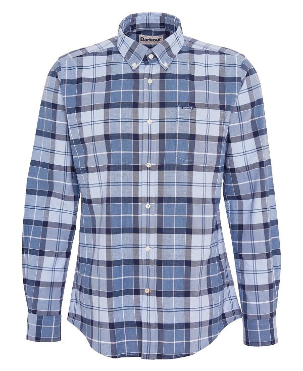 Barbour Lewis Tailored Long-sleeved Shirt μπλε | BABO87718
