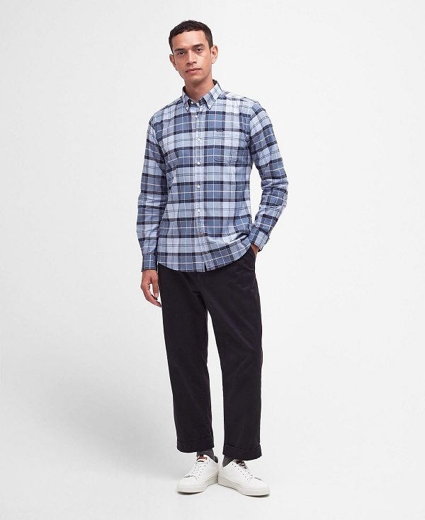 Barbour Lewis Tailored Long-sleeved Shirt μπλε | BABO87718