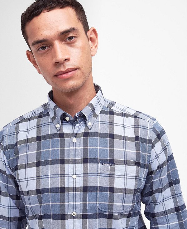 Barbour Lewis Tailored Long-sleeved Shirt μπλε | BABO87718