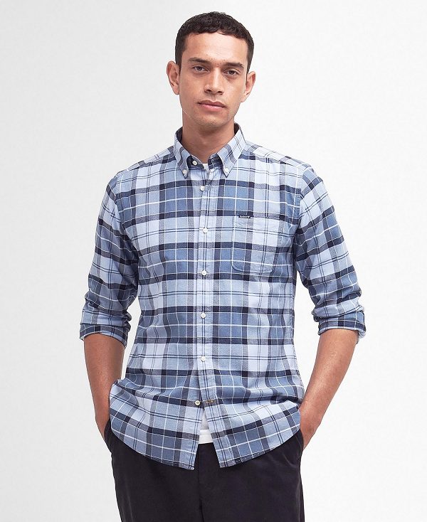 Barbour Lewis Tailored Long-sleeved Shirt μπλε | BABO87718