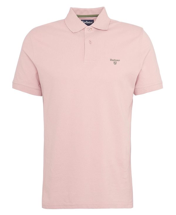 Barbour Lightweight Sports Polo Shirt ροζ ασπρα | BABO88091