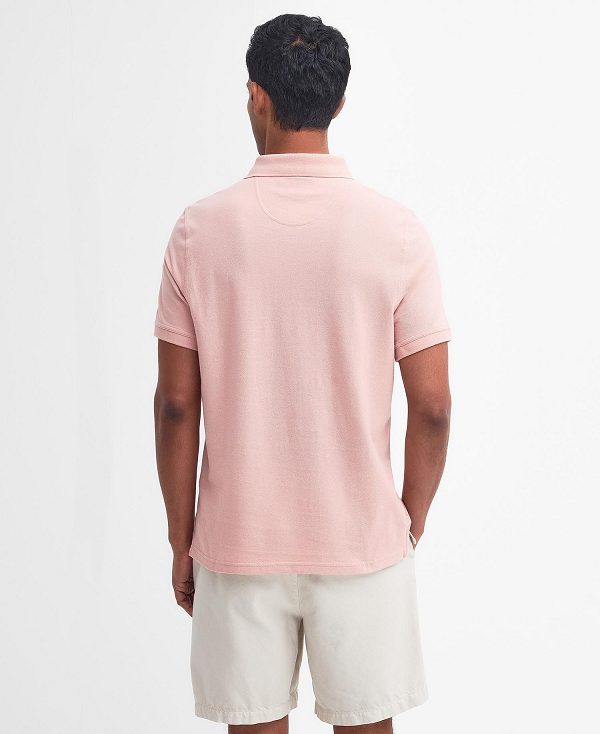Barbour Lightweight Sports Polo Shirt ροζ ασπρα | BABO88091