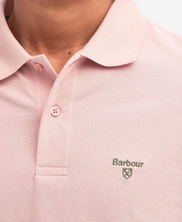 Barbour Lightweight Sports Polo Shirt ροζ ασπρα | BABO88091