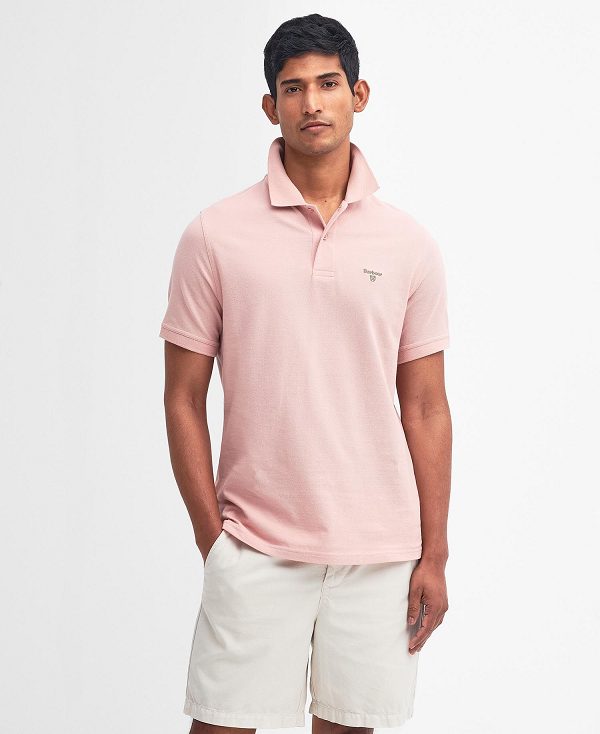Barbour Lightweight Sports Polo Shirt ροζ ασπρα | BABO88091