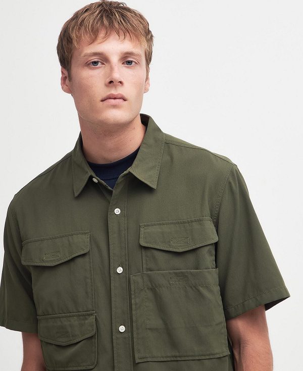 Barbour Lisle Safari Oversized Short-sleeved Shirt Ελιά | BABO87753