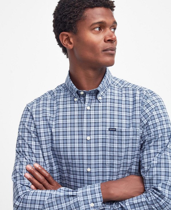 Barbour Lomond Tailored Long-sleeved Shirt μπλε | BABO87720