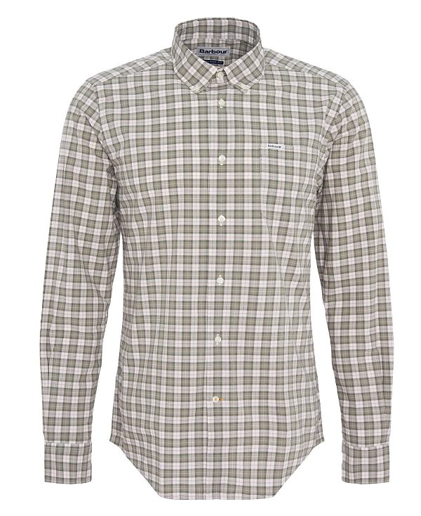 Barbour Lomond Tailored Long-sleeved Shirt Ελιά | BABO87750
