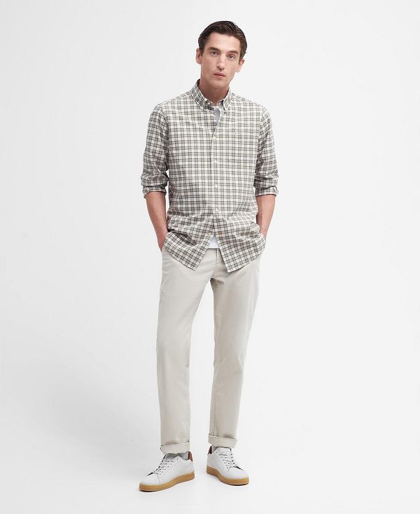 Barbour Lomond Tailored Long-sleeved Shirt Ελιά | BABO87750