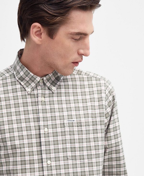 Barbour Lomond Tailored Long-sleeved Shirt Ελιά | BABO87750