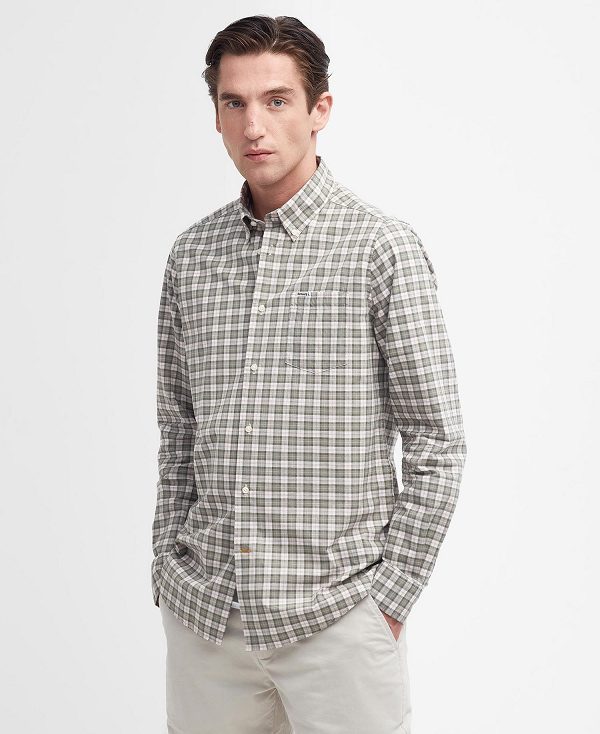 Barbour Lomond Tailored Long-sleeved Shirt Ελιά | BABO87750