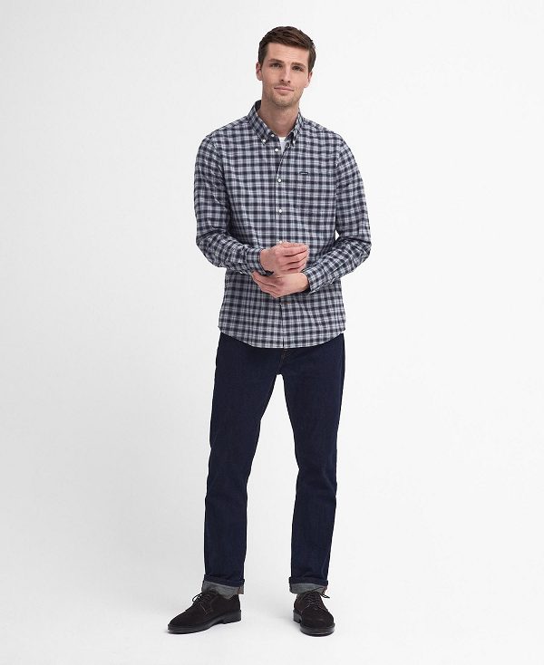 Barbour Lomond Tailored Long-sleeved Shirt μπλε | BABO87854