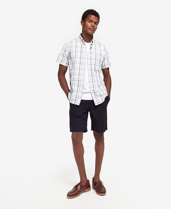 Barbour Longstone Tailored Short-sleeved Shirt ασπρα | BABO87613