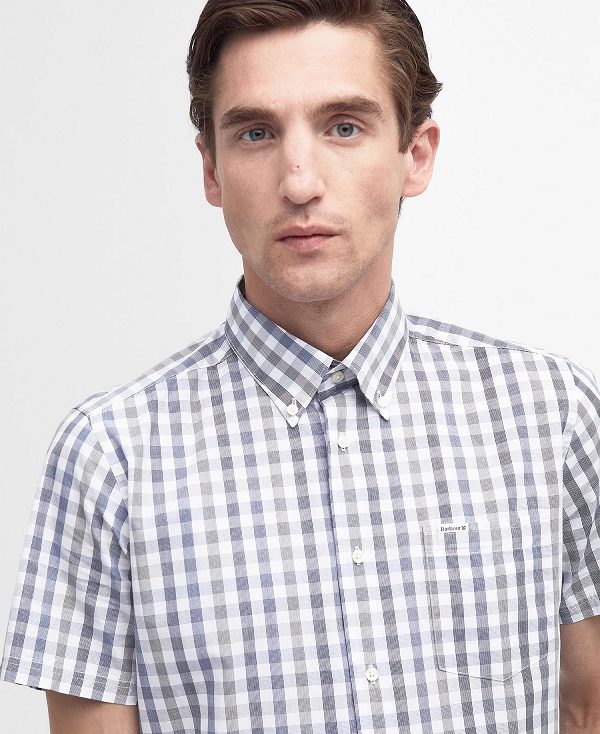 Barbour Longstone Tailored Short-sleeved Shirt Ελιά | BABO87739