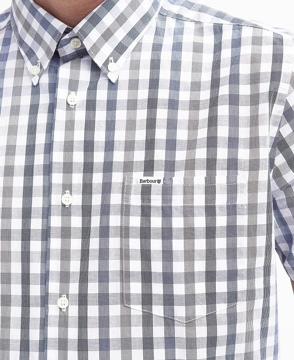 Barbour Longstone Tailored Short-sleeved Shirt Ελιά | BABO87739
