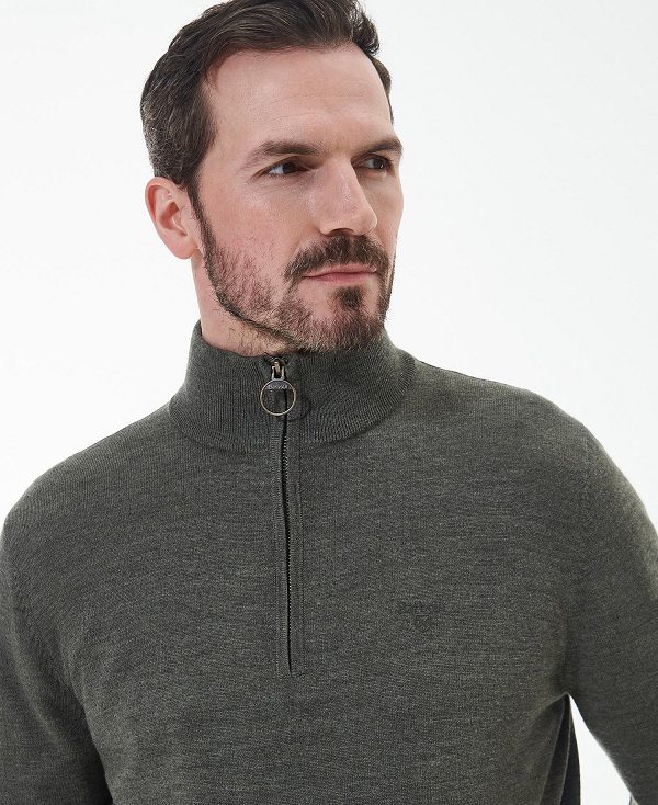 Barbour Loyton Merino Half Zip Sweatshirt γκρι | BABO88514