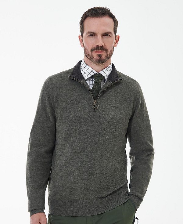 Barbour Loyton Merino Half Zip Sweatshirt γκρι | BABO88514