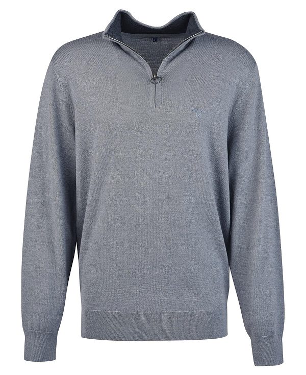Barbour Loyton Merino Half Zip Sweatshirt γκρι | BABO88526