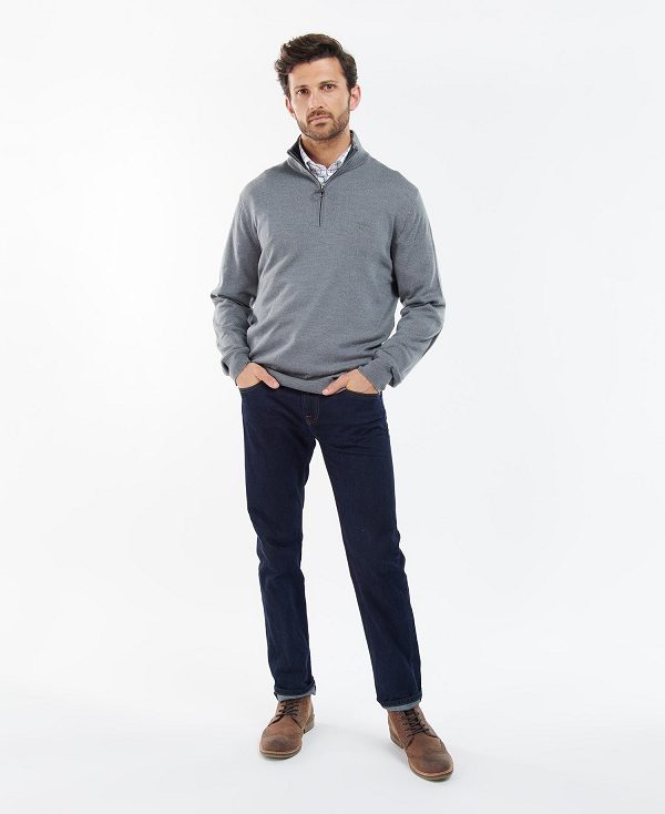 Barbour Loyton Merino Half Zip Sweatshirt γκρι | BABO88526