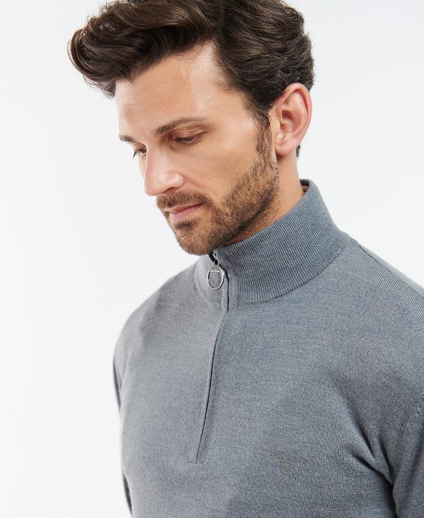 Barbour Loyton Merino Half Zip Sweatshirt γκρι | BABO88526