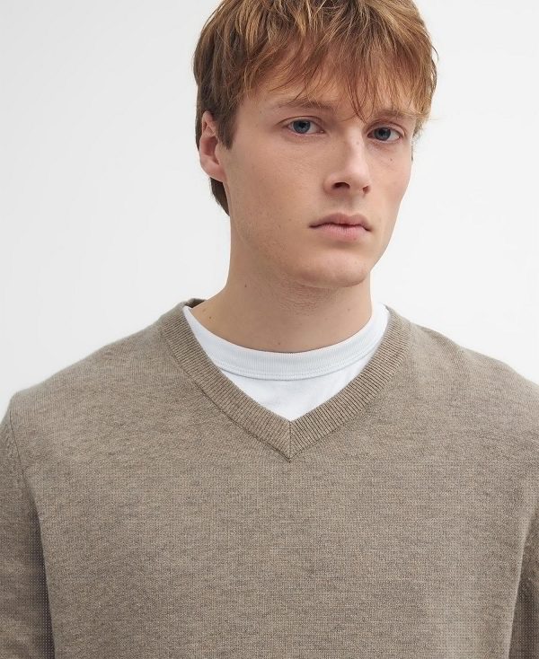 Barbour Marlow V-neck Jumper Μπεζ | BABO88677
