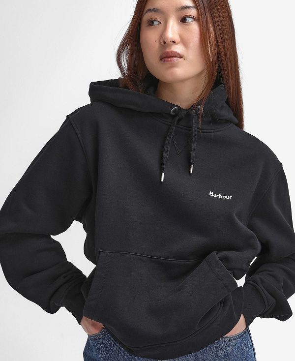 Barbour Marsden Oversized Hoodie μαυρα | BABO89807