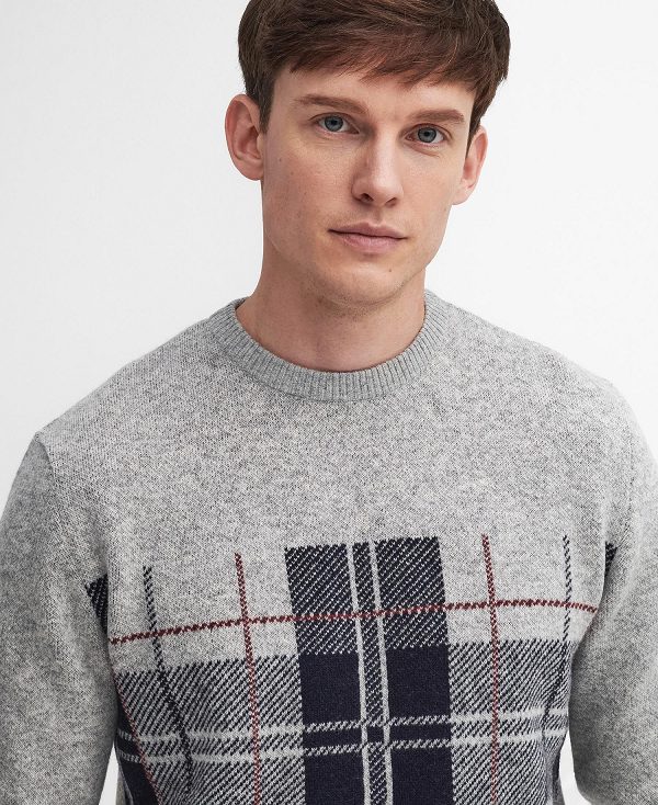 Barbour Medlock Intarsia Crew Neck Jumper γκρι | BABO88690