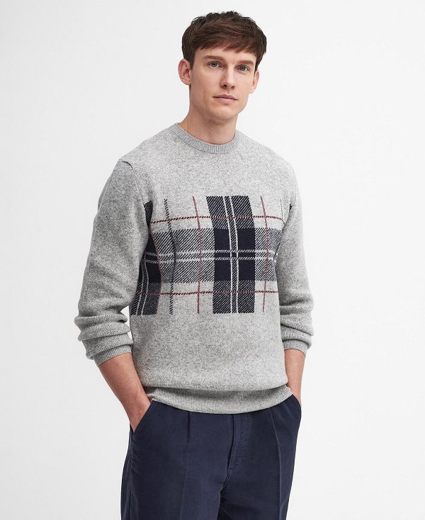 Barbour Medlock Intarsia Crew Neck Jumper γκρι | BABO88690