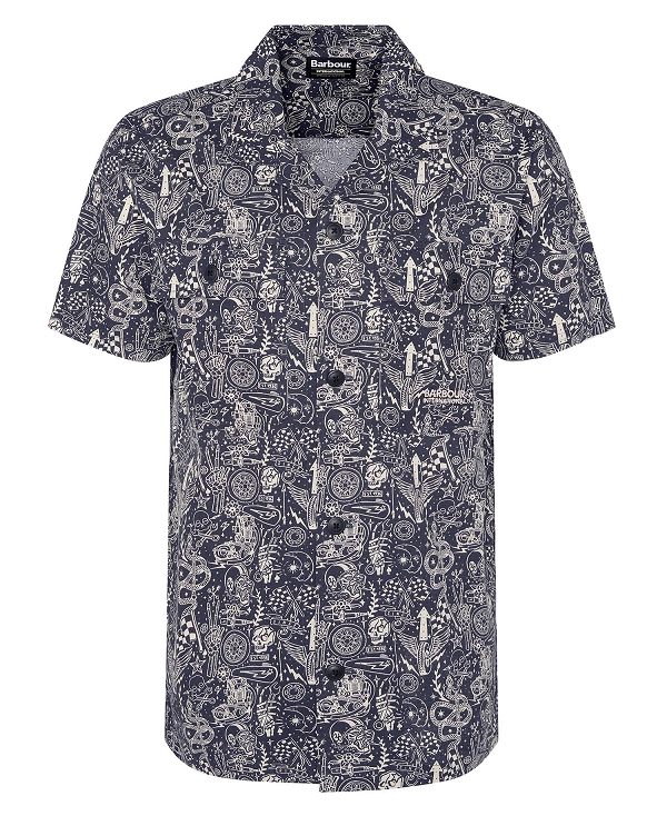 Barbour Mitchel Regular Short-sleeved Shirt σκουρο μπλε | BABO87785