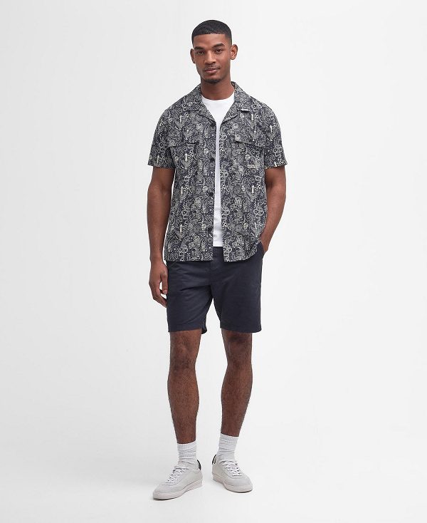 Barbour Mitchel Regular Short-sleeved Shirt σκουρο μπλε | BABO87785