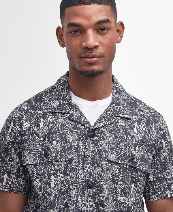 Barbour Mitchel Regular Short-sleeved Shirt σκουρο μπλε | BABO87785