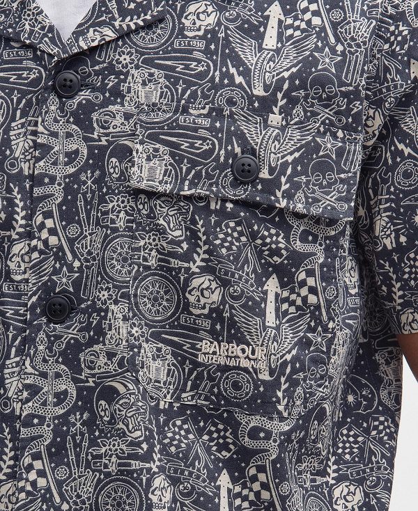 Barbour Mitchel Regular Short-sleeved Shirt σκουρο μπλε | BABO87785