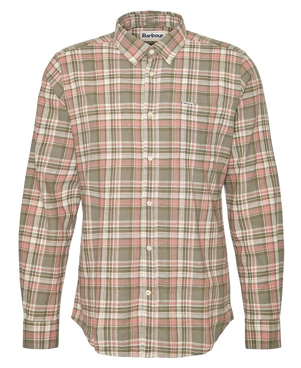 Barbour Mowbray Tailored Long-sleeved Shirt Ελιά | BABO87742