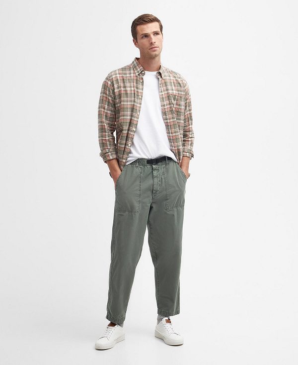 Barbour Mowbray Tailored Long-sleeved Shirt Ελιά | BABO87742