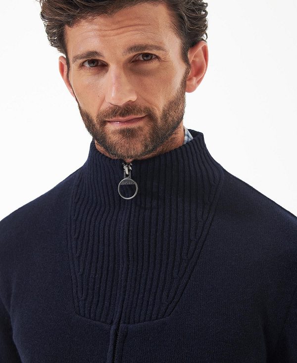 Barbour Nelson Essential Full-zip Jumper σκουρο μπλε | BABO88583
