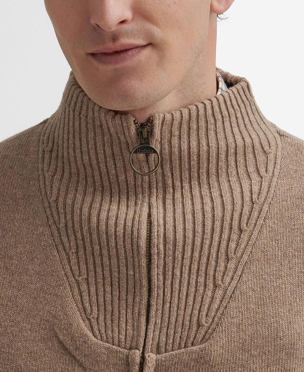 Barbour Nelson Essential Full-zip Jumper Μπεζ | BABO88667