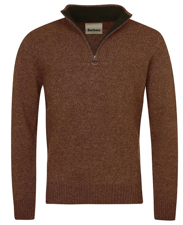 Barbour Nelson Essential Half-zip Jumper καφε | BABO88556